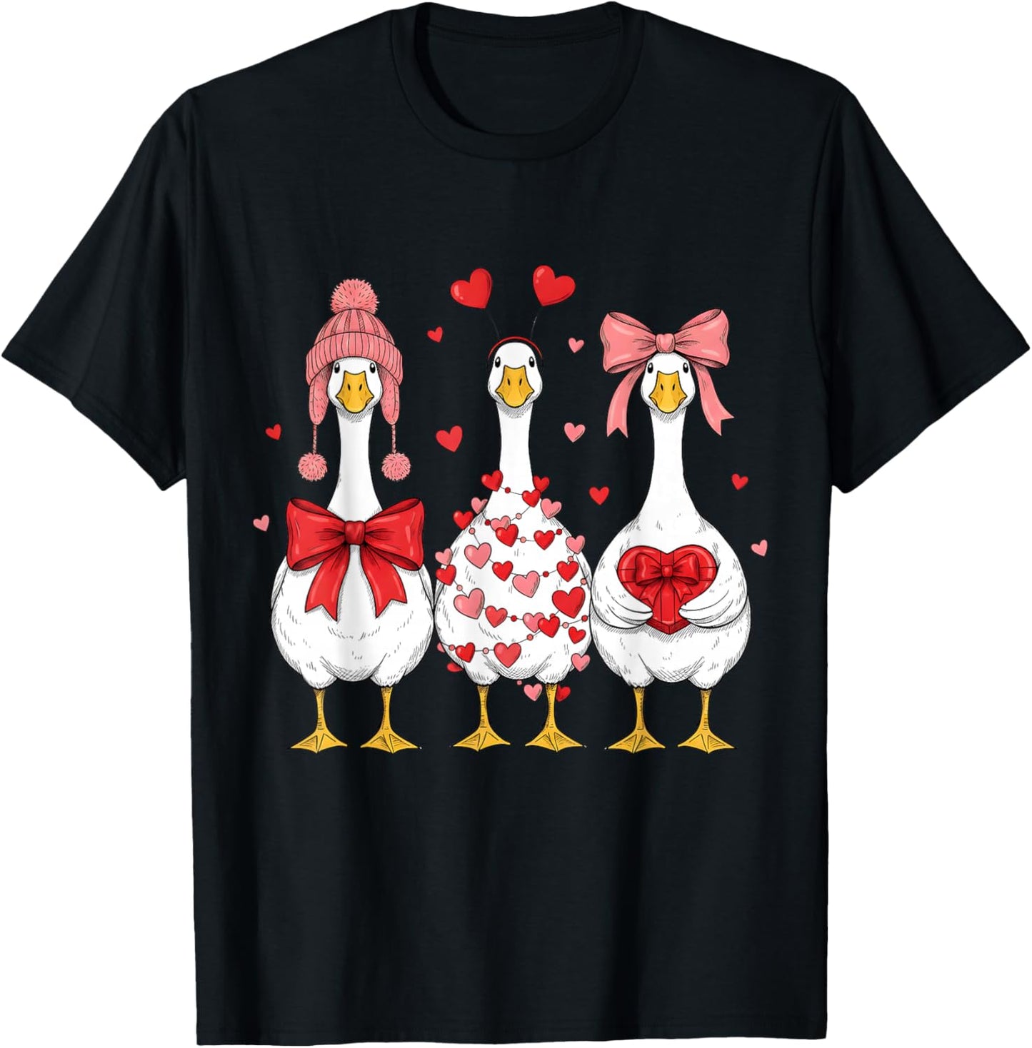 Funny Valentine Silly Goose Valentine's Day Women Girls T-Shirt - T-Shirt | Black