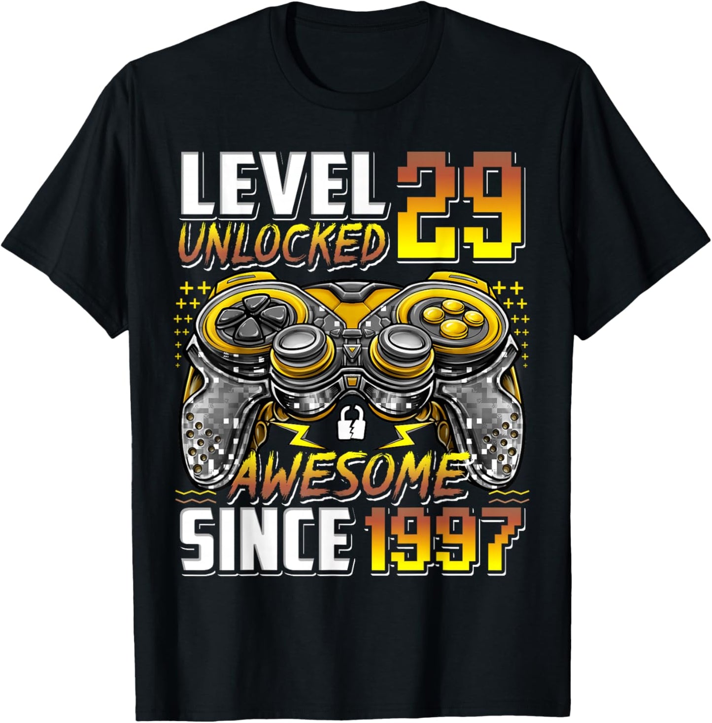 Level 29 Unlocked Awesome Since 1997 29th Birthday Gaming T-Shirt - T-Shirt | Black