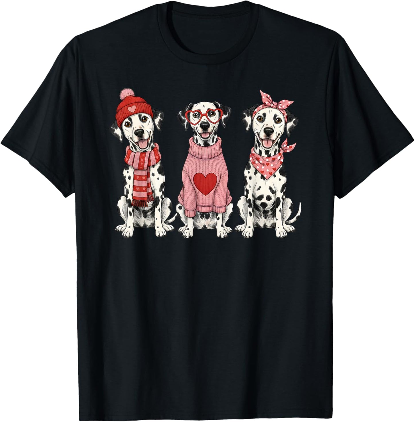 Cute Dalmatian Valentine Dog T-Shirt - T-Shirt | Black