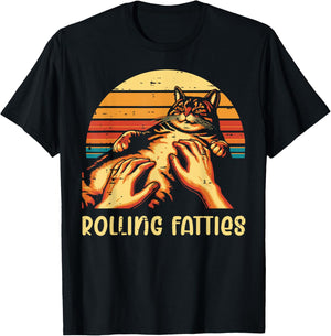 Fat Cat Rolling Fatties Funny Kitten Kitty Men Women Kids T-Shirt - T-Shirt | Black
