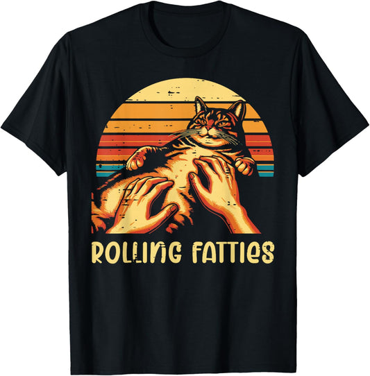 Fat Cat Rolling Fatties Funny Kitten Kitty Men Women Kids T-Shirt - T-Shirt | Black