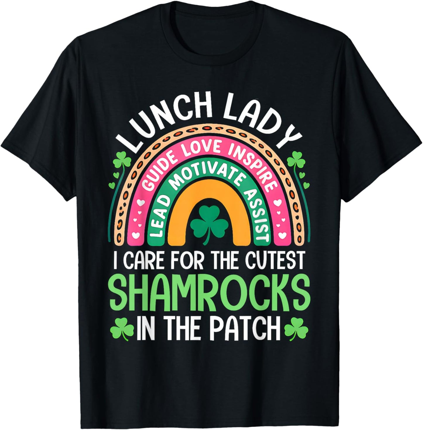 Lunch Lady St Patricks Day Cute Shamrocks Paddys Irish Women T-Shirt - T-Shirt | Black