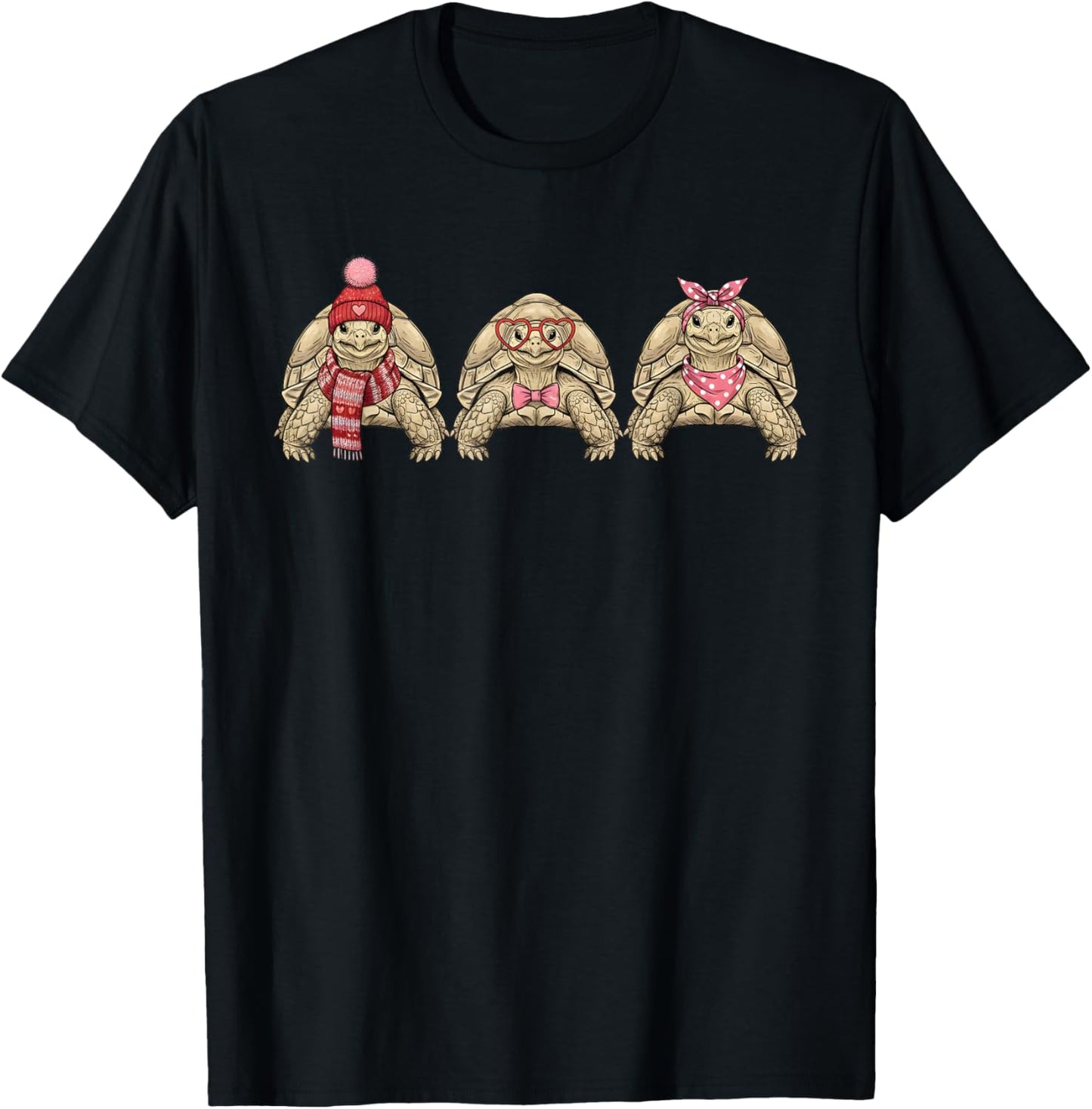 Retro Sulcata Tortoise Cute Valentine T-Shirt - T-Shirt | Black