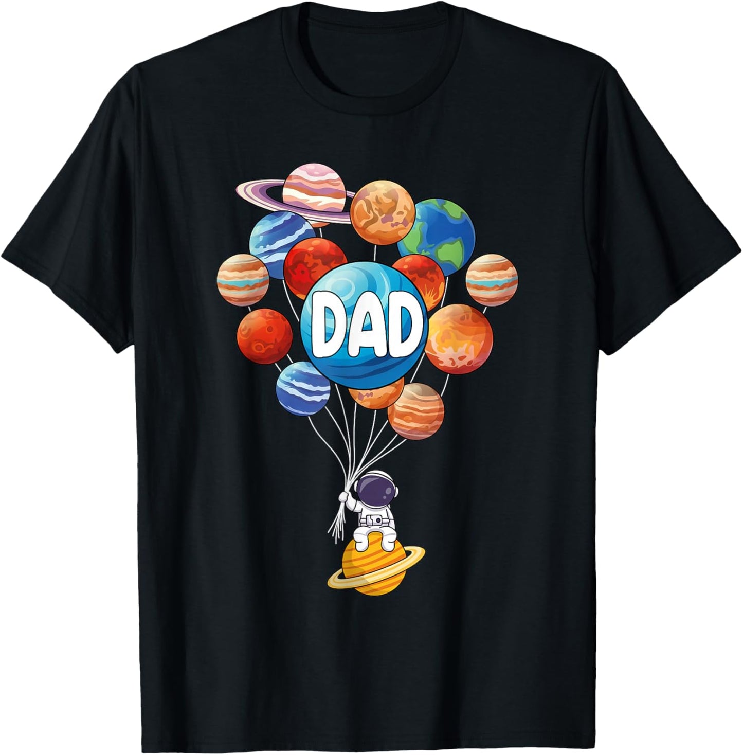 Dad Daddy Astronaut Planets STEM Space Family Matching T-Shirt - T-Shirt | Black