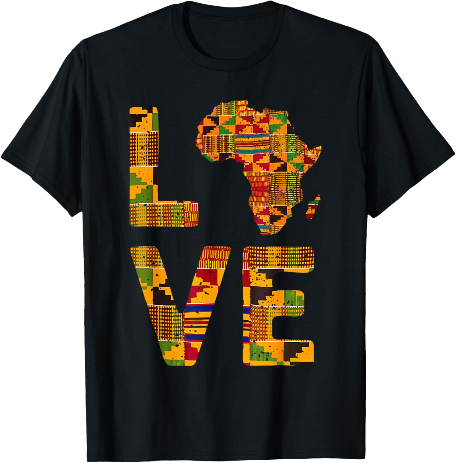 Africa Cool African Roots Map Traditional Kente Cloth T-Shirt - T-Shirt | Black