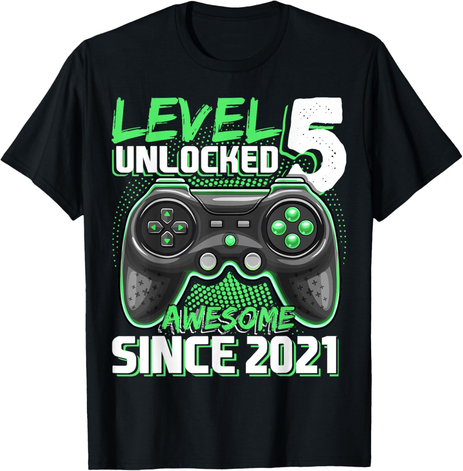 Level 5 Unlocked Birthday Boy Gamer 5 Year Video Game 2021 T-Shirt - T-Shirt | Black