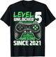 Level 5 Unlocked Birthday Boy Gamer 5 Year Video Game 2021 T-Shirt - T-Shirt | Black
