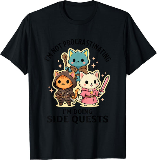 I'm Not Procrastinating I'm Doing Side Quests RPG Gamer T-Shirt - T-Shirt | Black
