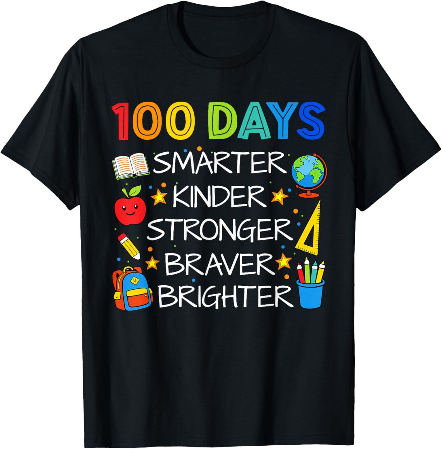 Happy 100 Days of School Boys Girls Kids 100th Day of School T-Shirt - T-Shirt | Black