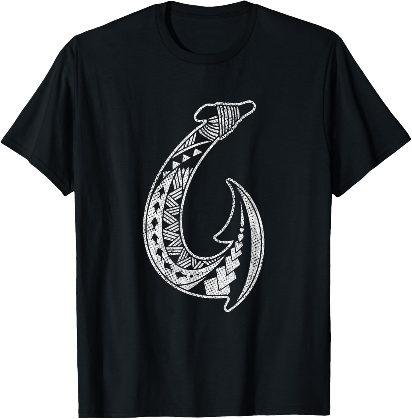 Hawaii Tribal Fish Hook Hawaiian Polynesian Maori Vintage T-Shirt - T-Shirt | Black