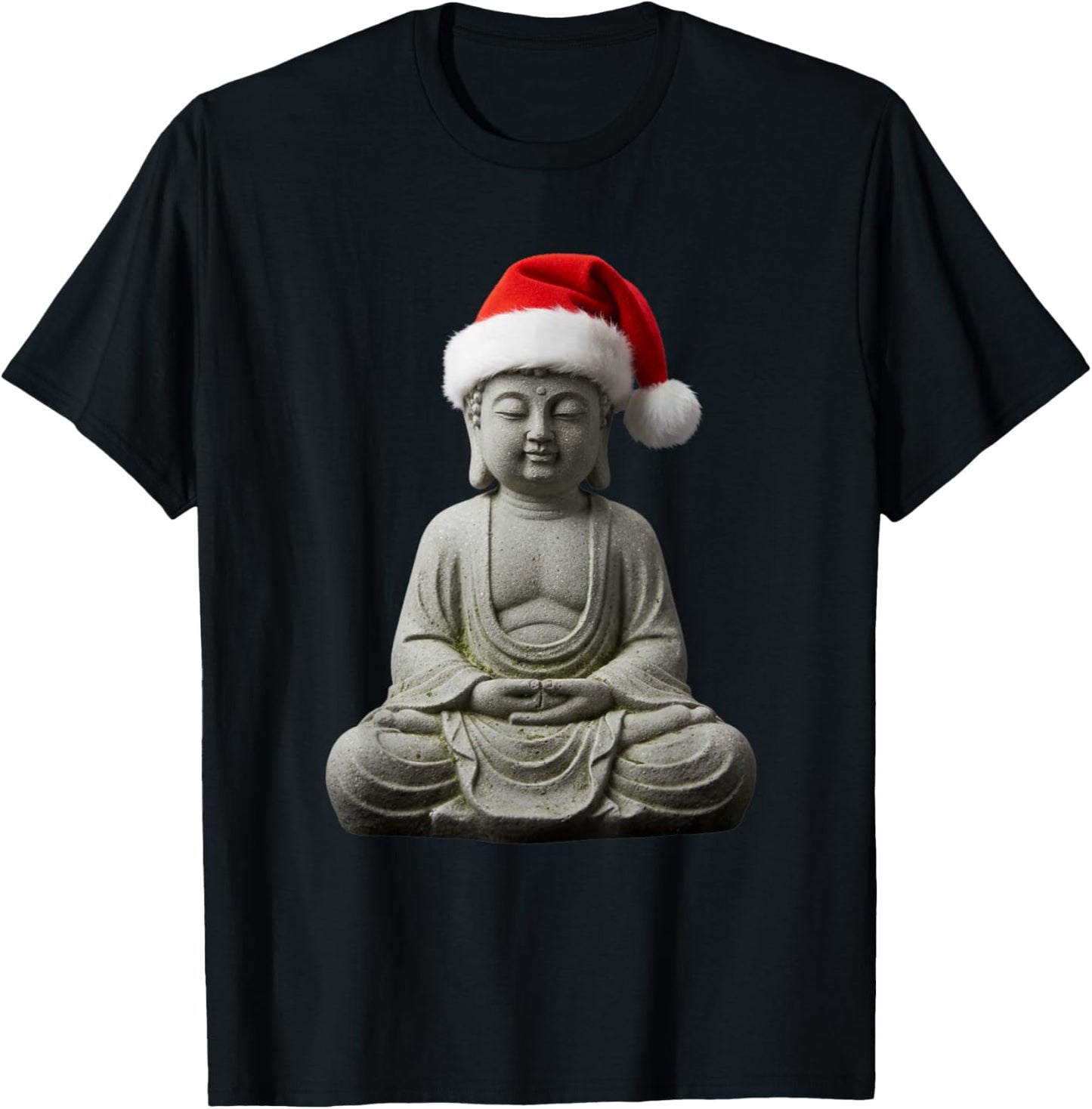 Zen Buddha Meditating Santa Hat Funny Holiday Christmas T-Shirt - T-Shirt | Black