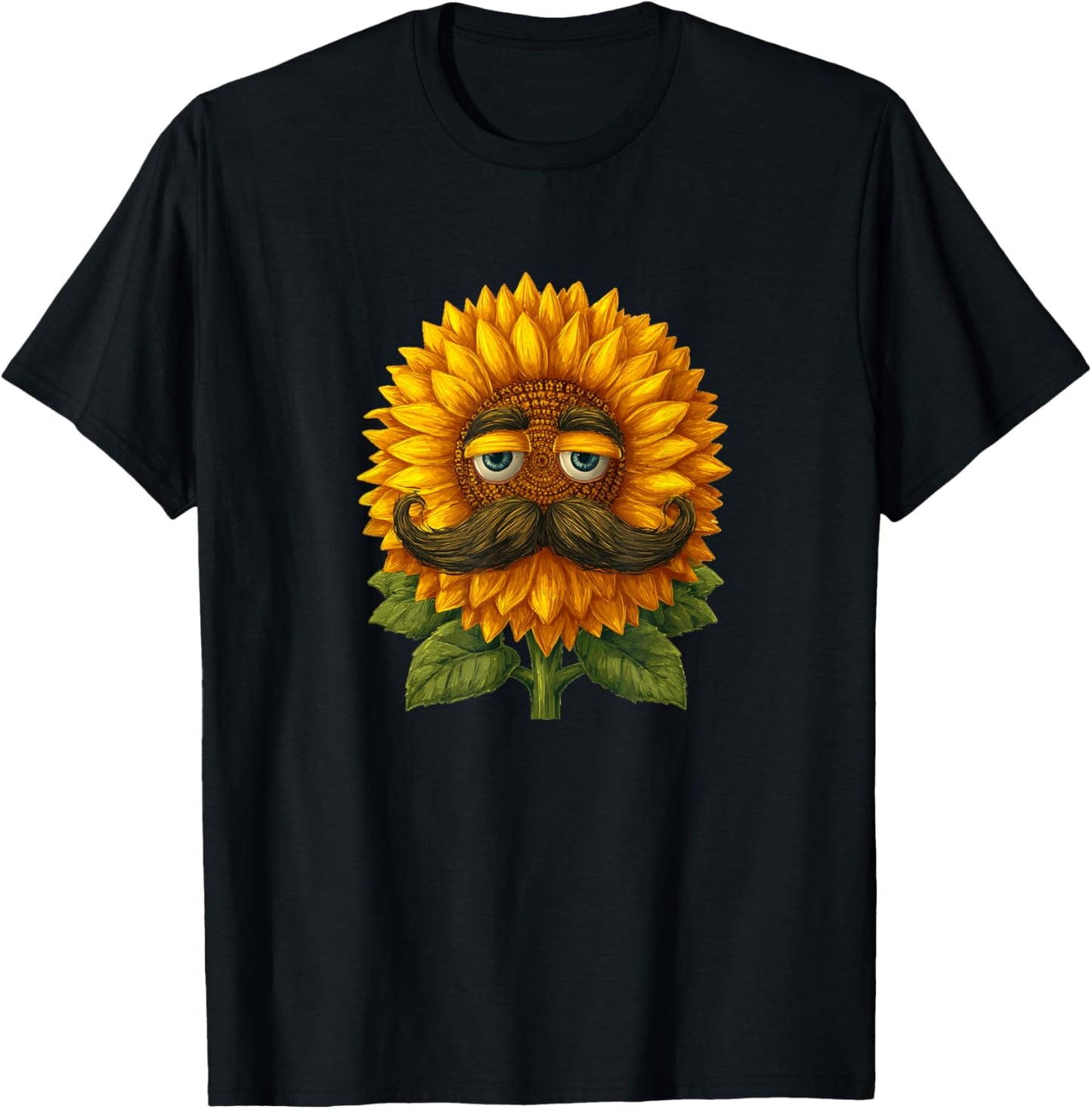 Handsome Mustache Sunflower Face Costume T-Shirt - T-Shirt | Black