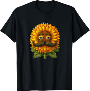 Handsome Mustache Sunflower Face Costume T-Shirt - T-Shirt | Black