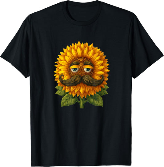 Handsome Mustache Sunflower Face Costume T-Shirt - T-Shirt | Black