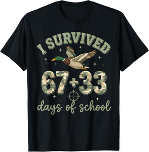 I Survived 67 33 Days of School Camo Duck Hunting for Boys T-Shirt - T-Shirt | Black