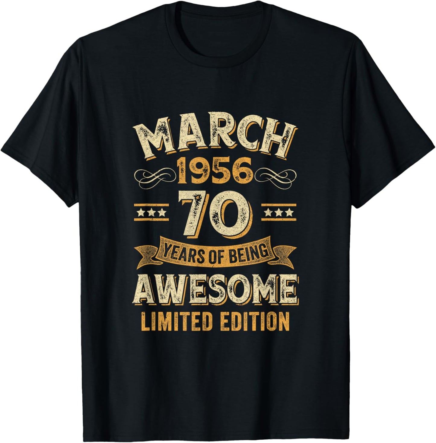 Awesome Vintage March 1956 70Th Birthday T-Shirt - T-Shirt | Black