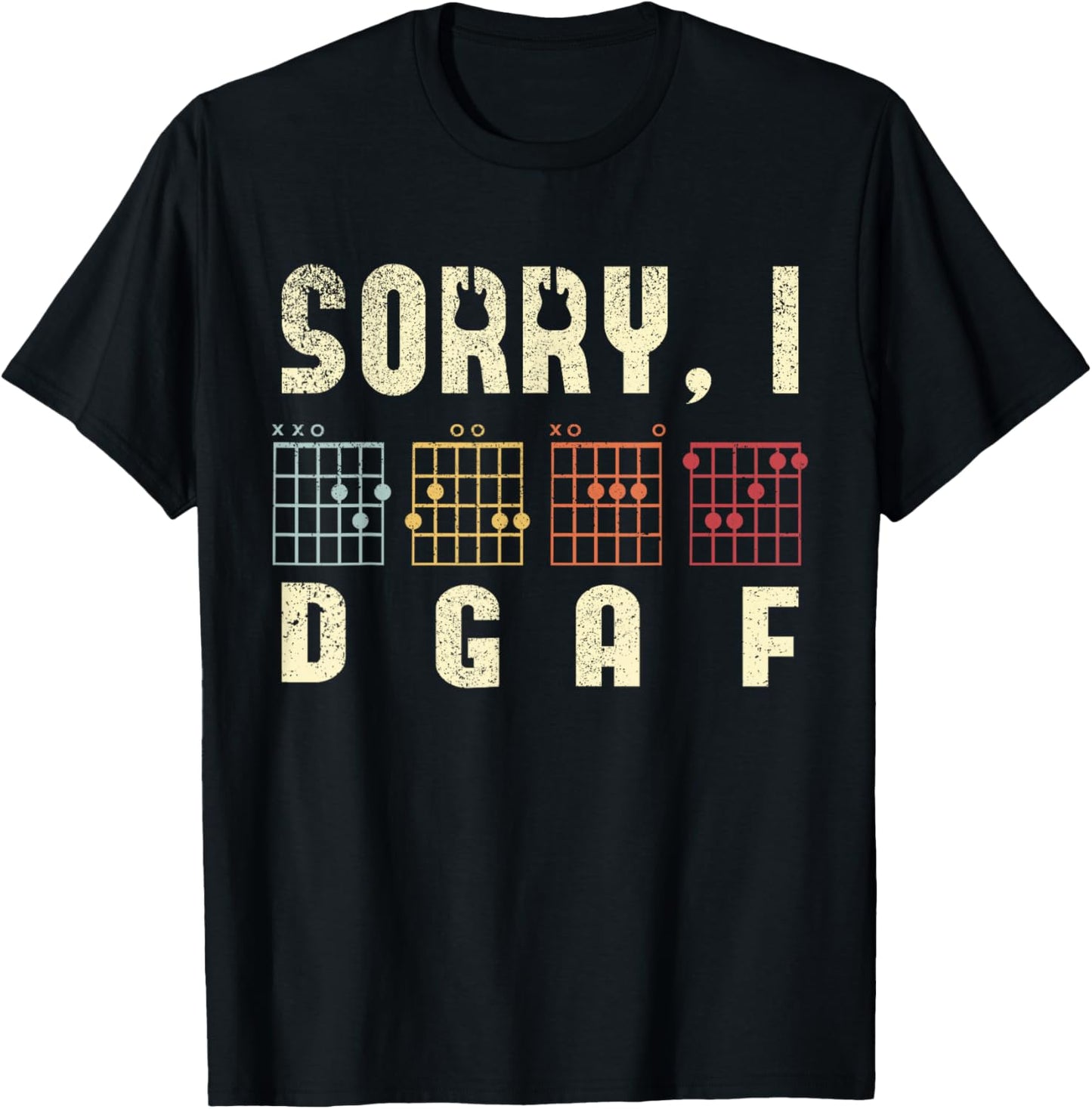 Sorry I DGAF Guitar Players Guitar Lover Bass Player Chords T-Shirt - T-Shirt | Black