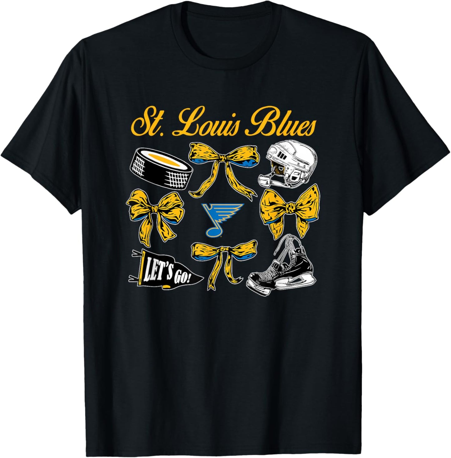St. Louis Blues Bows Royal Officially Licensed T-Shirt - T-Shirt | Black