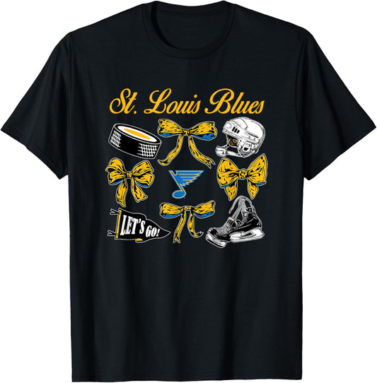 St. Louis Blues Bows Royal Officially Licensed T-Shirt - T-Shirt | Black