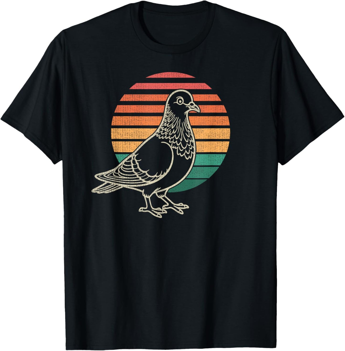 Pigeon Lover Bird Animal Retro 70s T-Shirt - T-Shirt | Black