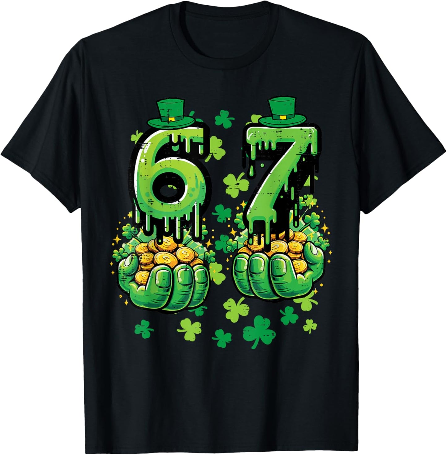 6 7 St Patricks Day 67 Six Seven Meme Teacher Boy Kids Youth T-Shirt - T-Shirt | Black