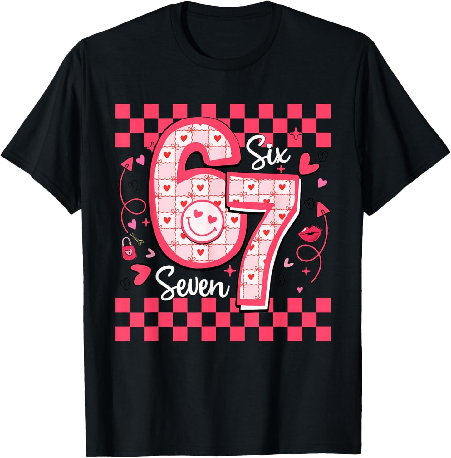 Valentines Funny 67 Six Seven Meme 6 7 Women Girls Teens T-Shirt - T-Shirt | Black
