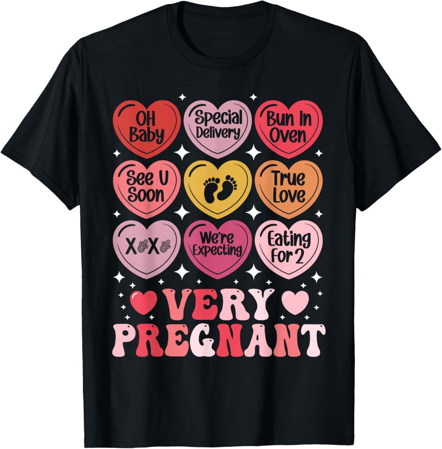 Pregnancy Announcement Valentine's Day Very Pregnant Heart T-Shirt - T-Shirt | Black