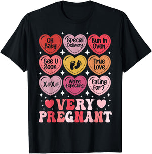 Pregnancy Announcement Valentine's Day Very Pregnant Heart T-Shirt - T-Shirt | Black