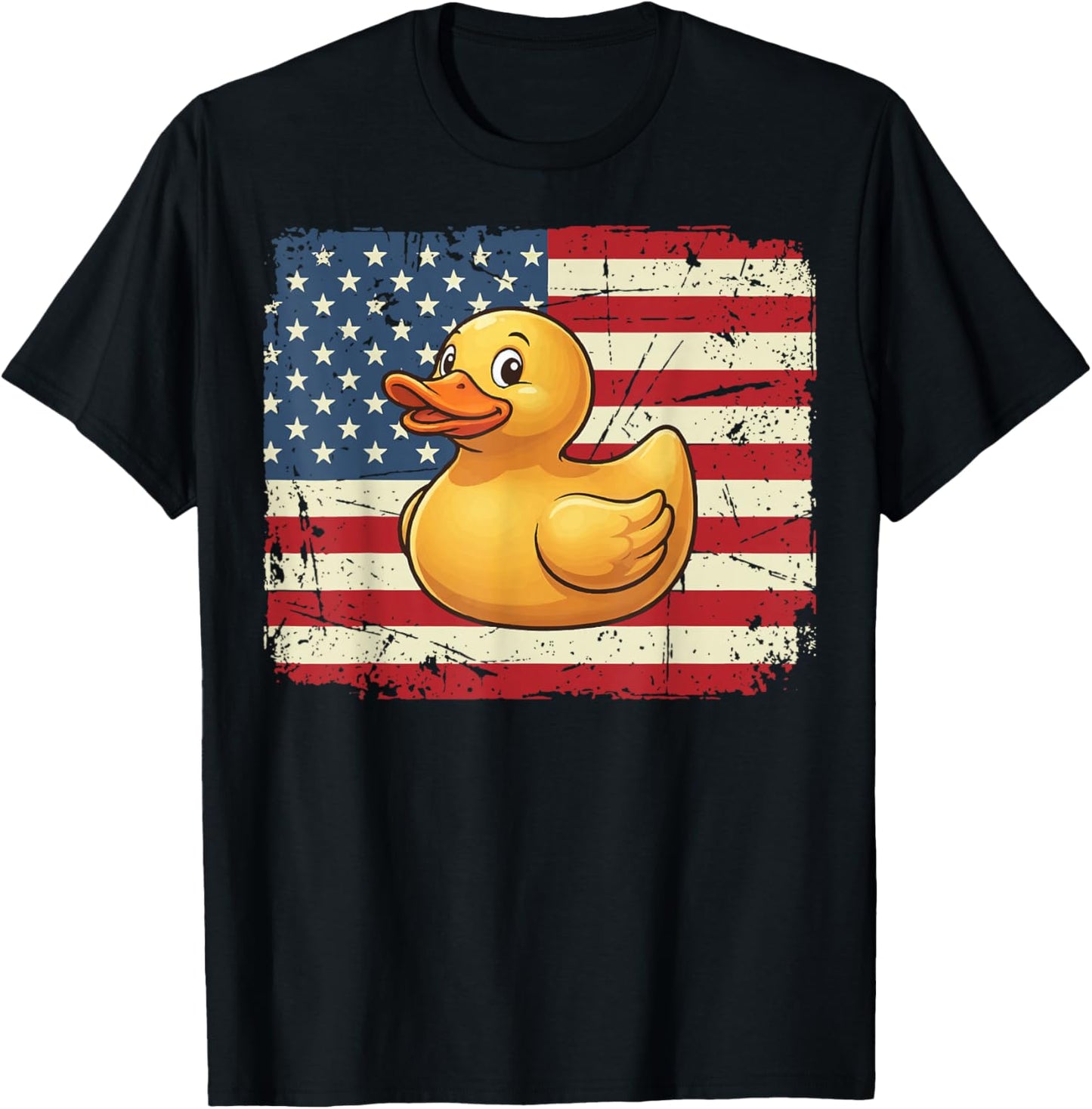 Rubber Duck USA Flag Independence Day Bath Duck T-Shirt - T-Shirt | Black