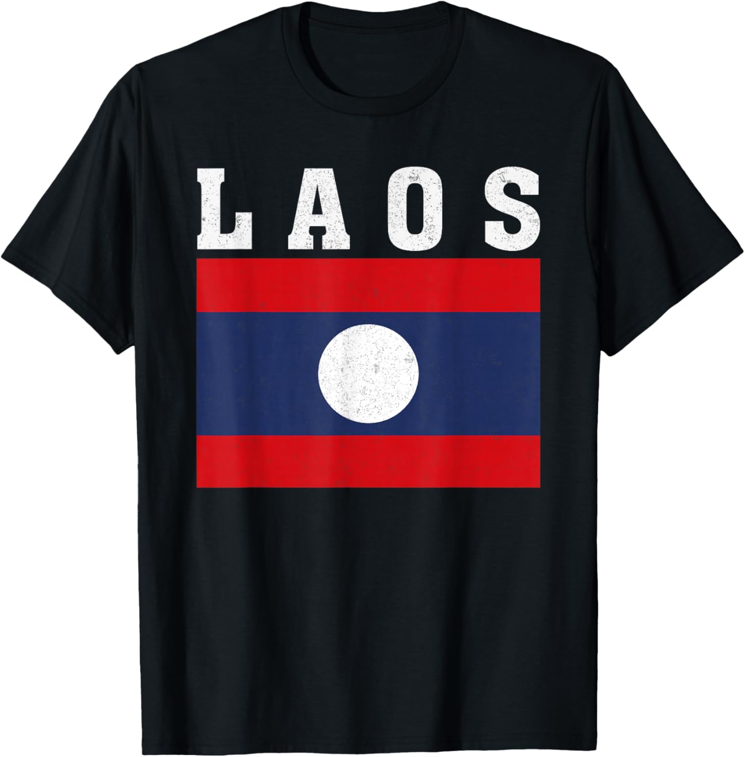 Laos Flag Patriotic National Roots Souvenir T-Shirt - T-Shirt | Black