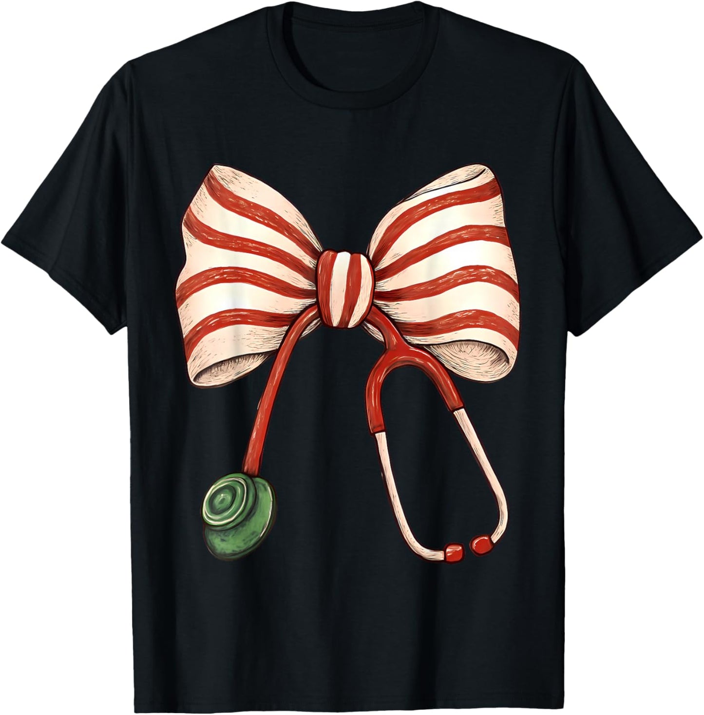 Funny Candy Cane Stethoscope NICU Nurse Crew Squad Group T-Shirt - T-Shirt | Black