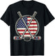 Ice Hockey USA Flag T-Shirt - T-Shirt | Black