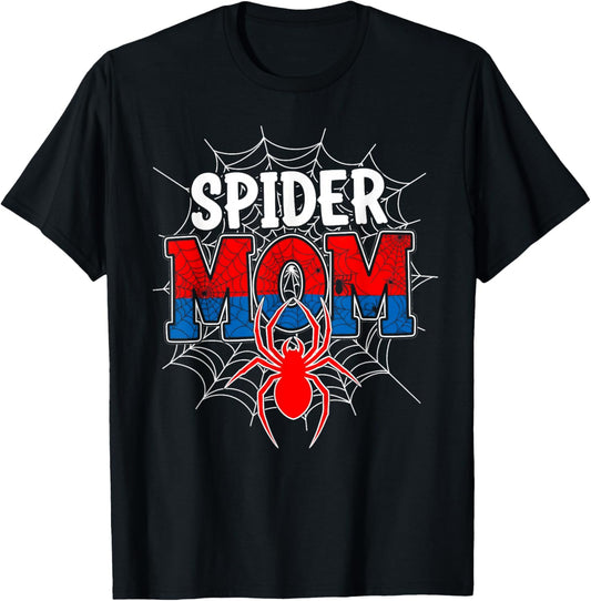 Spider Mom Family Matching Funny Mother's Day Mommy Women T-Shirt - T-Shirt | Black
