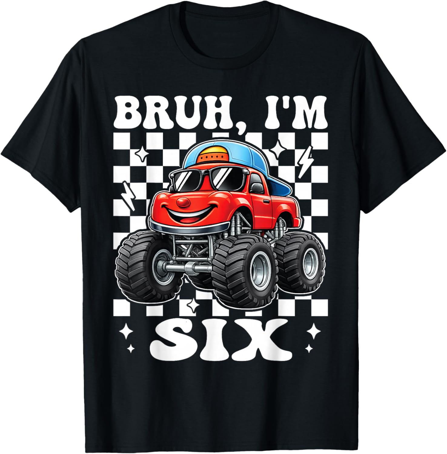 6th Birthday Monster Truck 6 Year Old Boys 6th Party Boys T-Shirt - T-Shirt | Black
