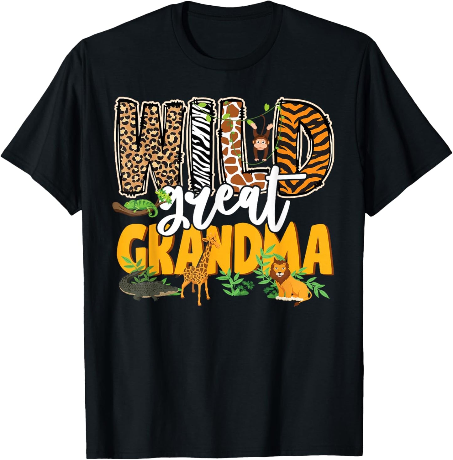 Wild Great Grandma Zoo Safari Jungle Animal T-Shirt - T-Shirt | Black