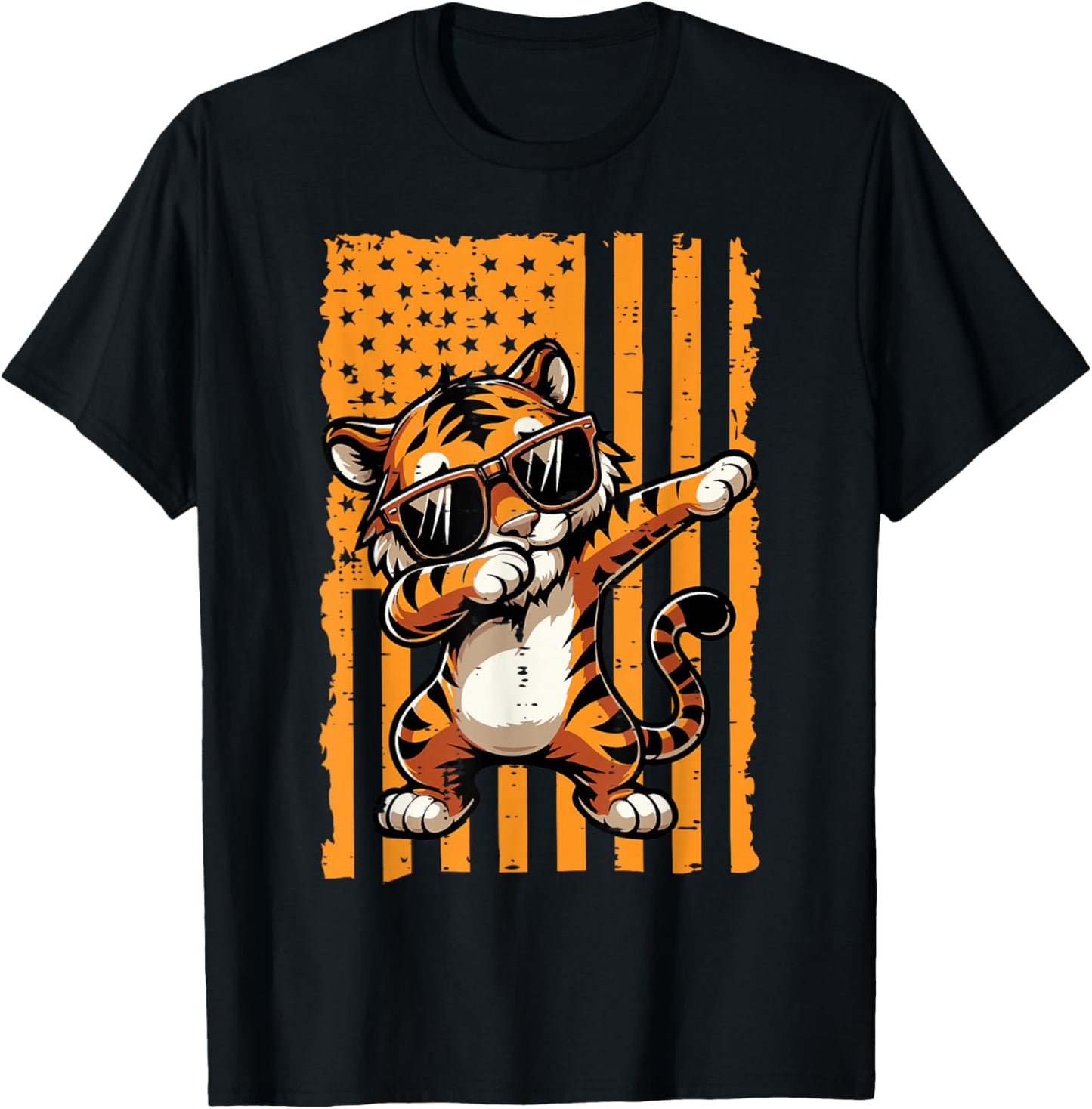 US Flag Dabbing Tiger Dab Boys Youth Teen Kids Men Girls T-Shirt - T-Shirt | Black