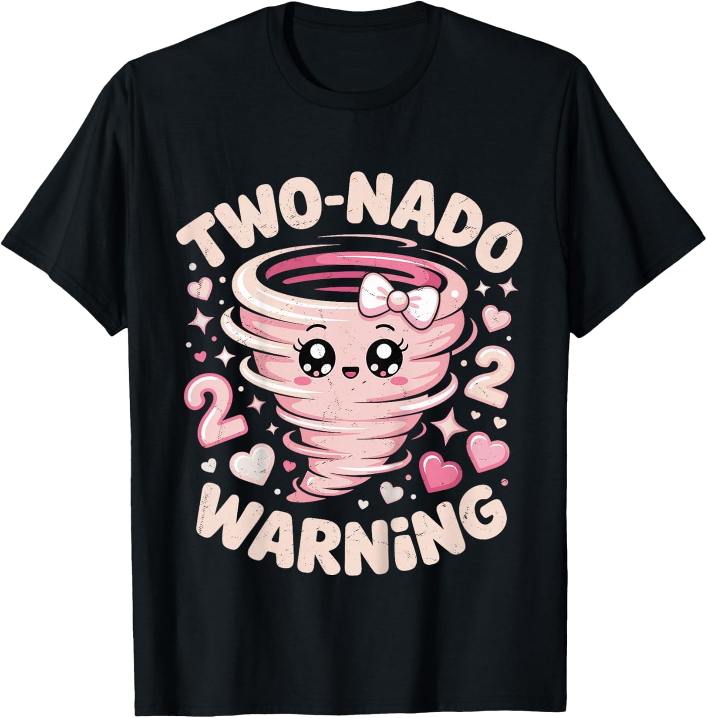 Two Nado Warning Coquette Bow 2nd Birthday 2 Year Old Girls T-Shirt - T-Shirt | Black