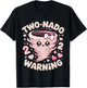 Two Nado Warning Coquette Bow 2nd Birthday 2 Year Old Girls T-Shirt - T-Shirt | Black