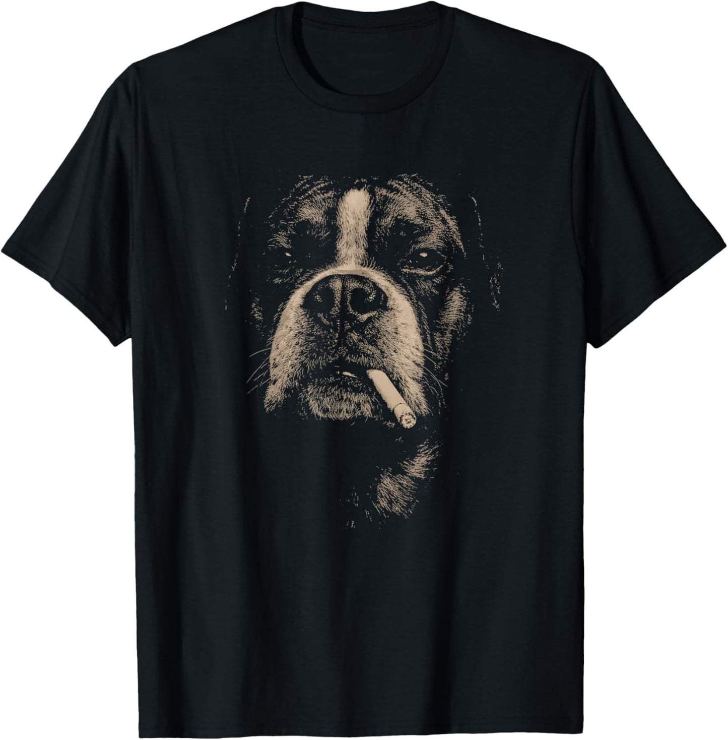 Dog Smoking Cigarette Funny Boxer Meme T-Shirt - T-Shirt | Black