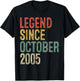 Legend October 2005 20th Birthday Men Women 20 Year Old T-Shirt - T-Shirt | Black
