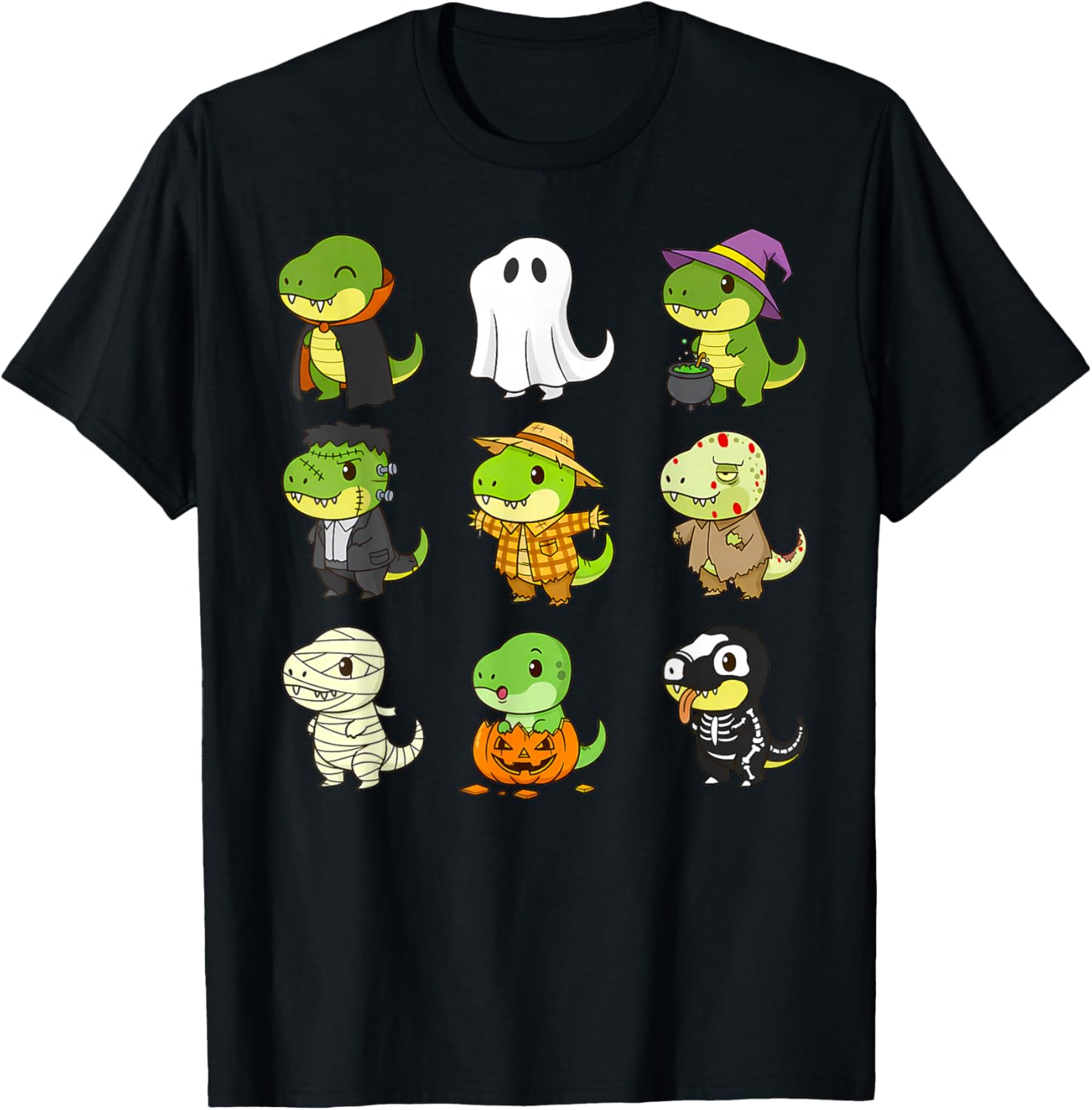 Cute T-Rex Spooky Halloween Costume Tyrannosaurus Dinosaur T-Shirt - T-Shirt | Black