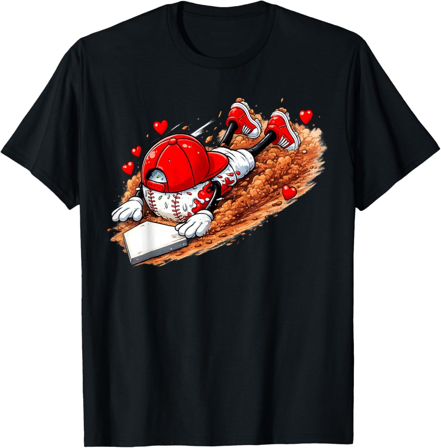 Baseball Valentine's Day Drip Ice Cream Team T-Shirt - T-Shirt | Black