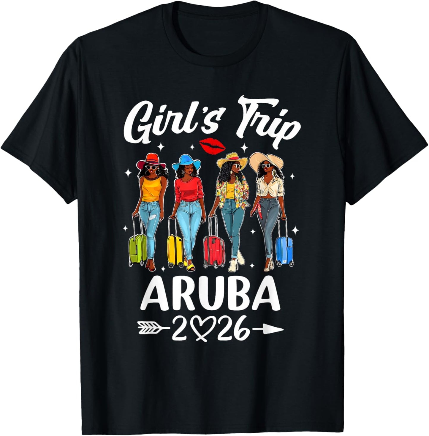 Aruba Girls Trip 2026 Birthday Squad Women Vacation T-Shirt - T-Shirt | Black