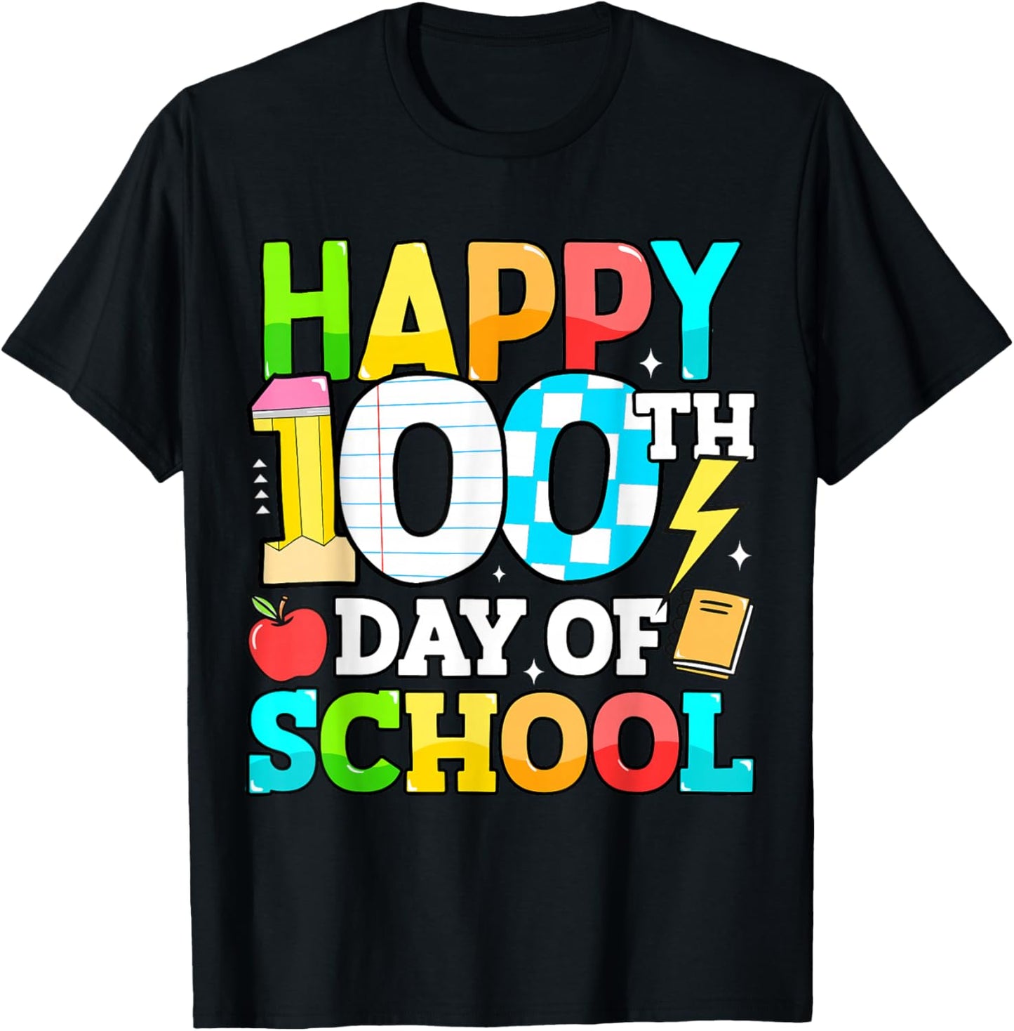 Happy 100 Days of School Teacher 100th Day of School Kids T-Shirt - T-Shirt | Black