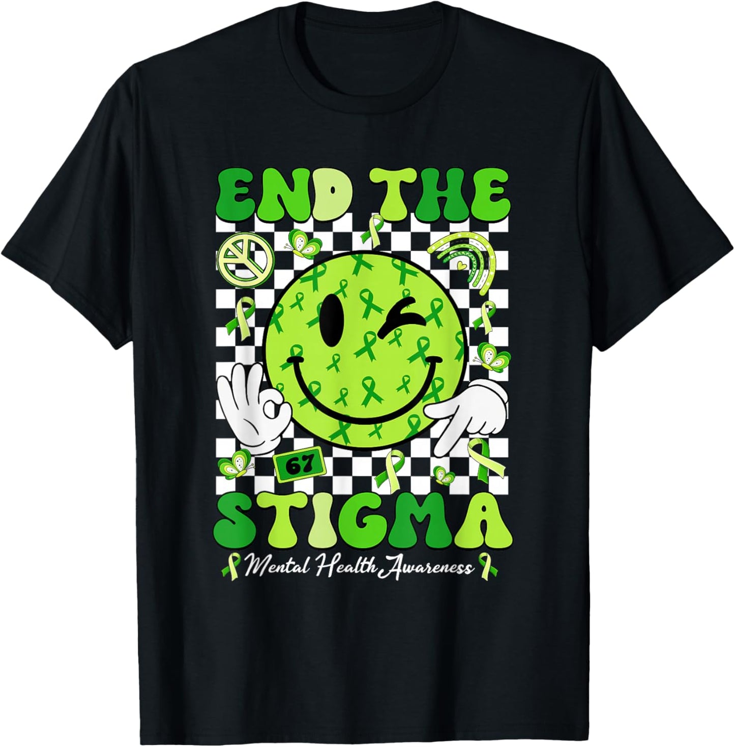 End The Stigma Mental Health Matters Awareness Brain Illness T-Shirt - T-Shirt | Black