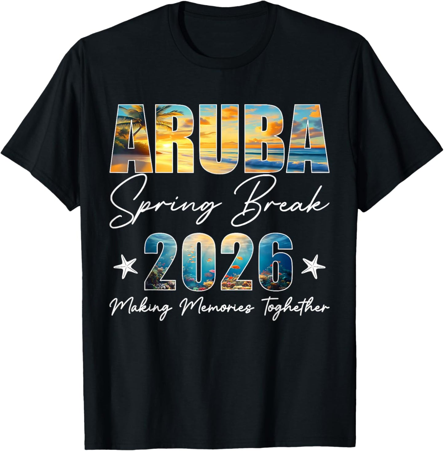 Aruba Spring Break 2026 Matching Family Friends Beach Trip T-Shirt - T-Shirt | Black