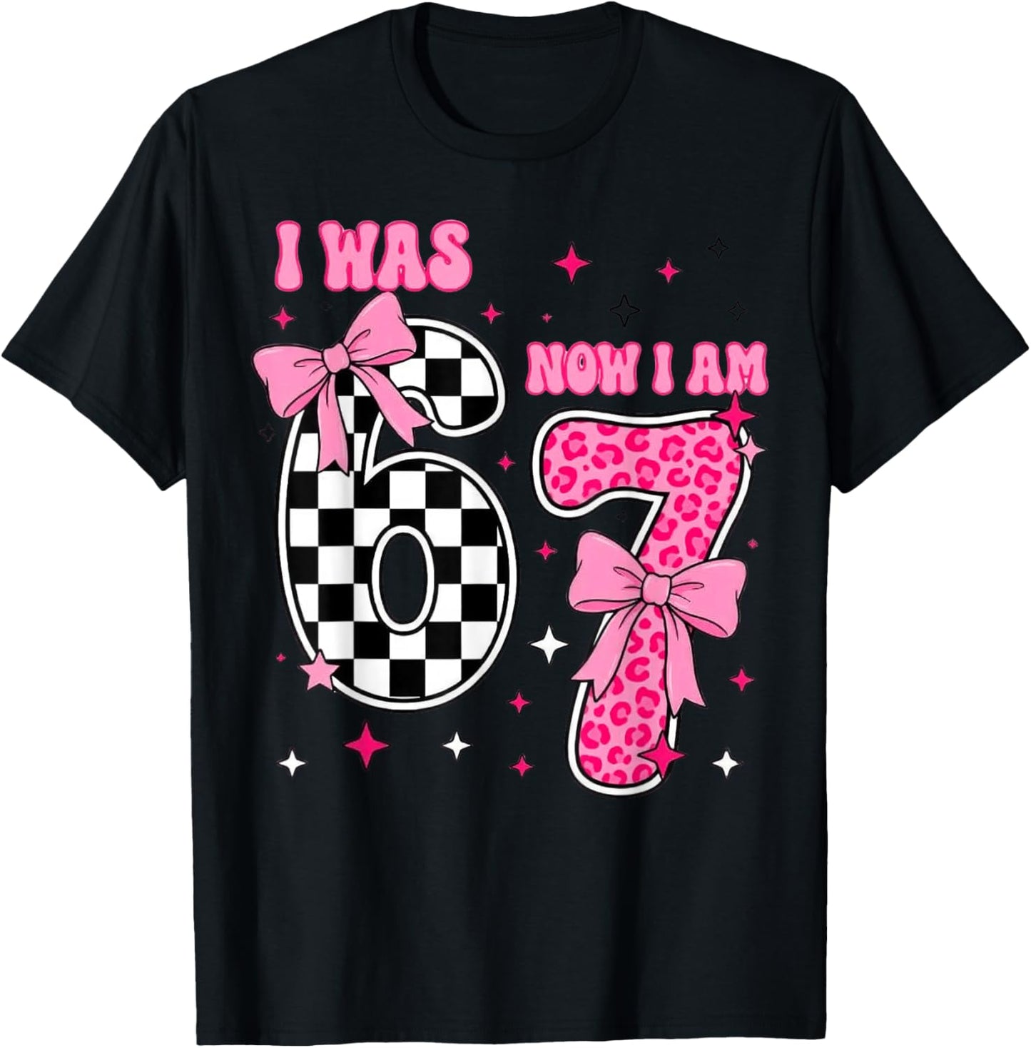 I was 6 Now I Am 7, 7th Birthday T-Shirt - T-Shirt | Black