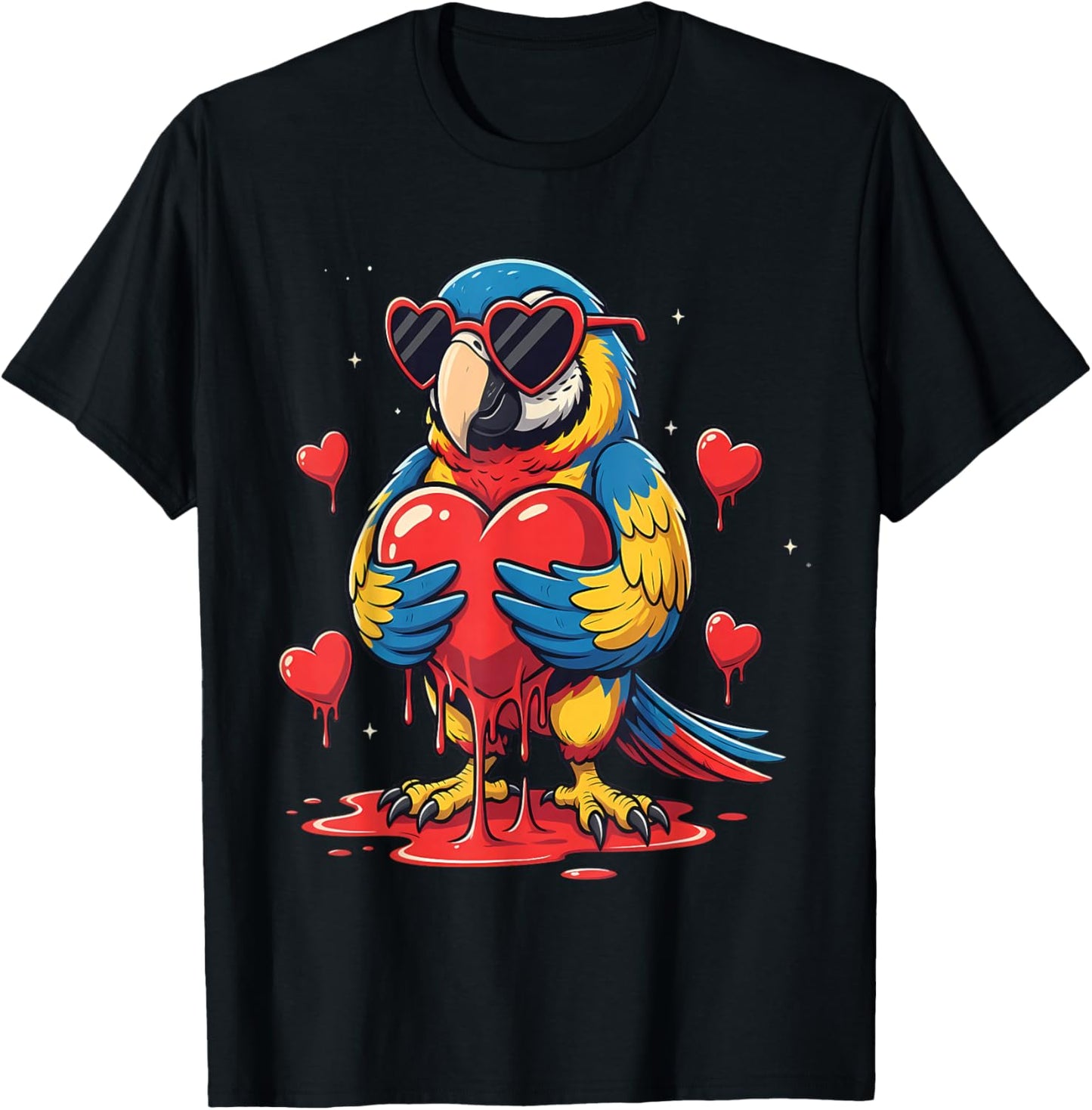 Valentines Day Bird Cute Valentine Parrot Lover T-Shirt - T-Shirt | Black