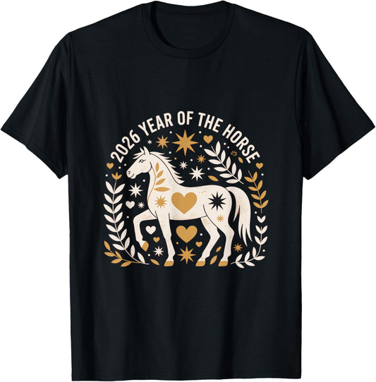 Year of The Fire Horse 2026 Festive Chinese New Year T-Shirt - T-Shirt | Black