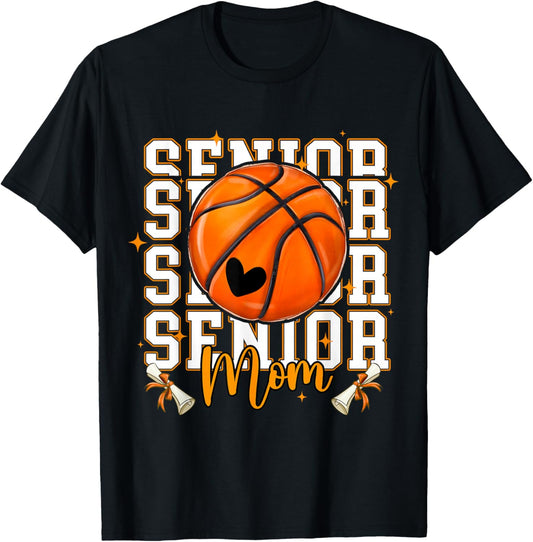 Senior Basketball Mom 2026 Funny Basketball Graduation T-Shirt - T-Shirt | Black